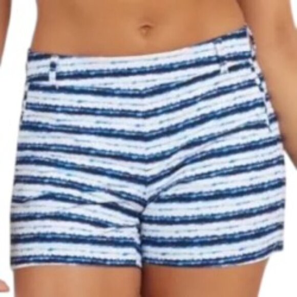 SPANX Sunshine Blue Painted Stripe 4" Short Large - Picture 1 of 4